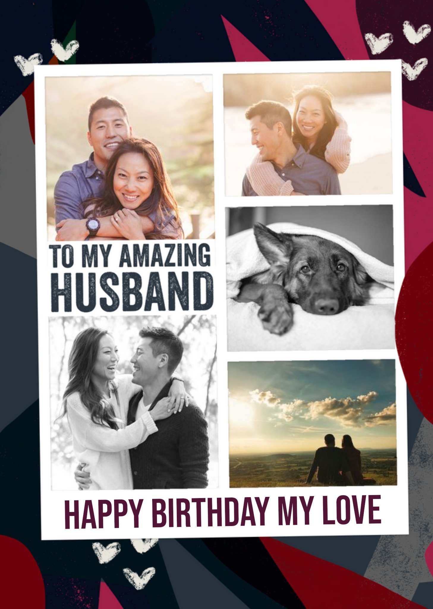Moonpig Graphic Tropical Husband Photo Upload To My Amazing Husband Birthday Card, Large