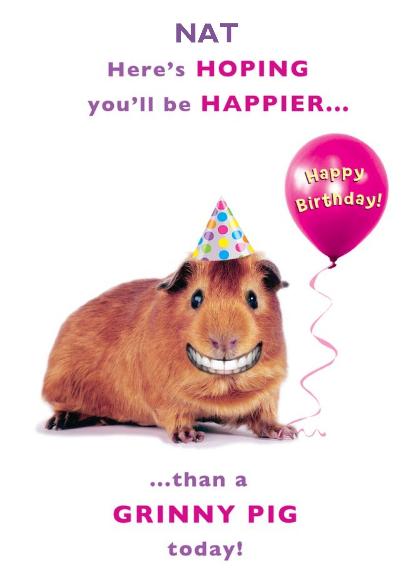 Moonpig Grinny Pig Birthday Card, Large