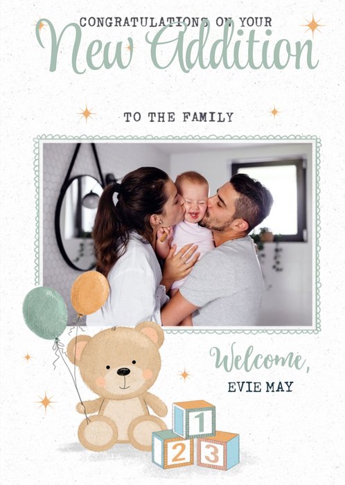 Congratulations On Your New Addition Photo Upload New Baby Card