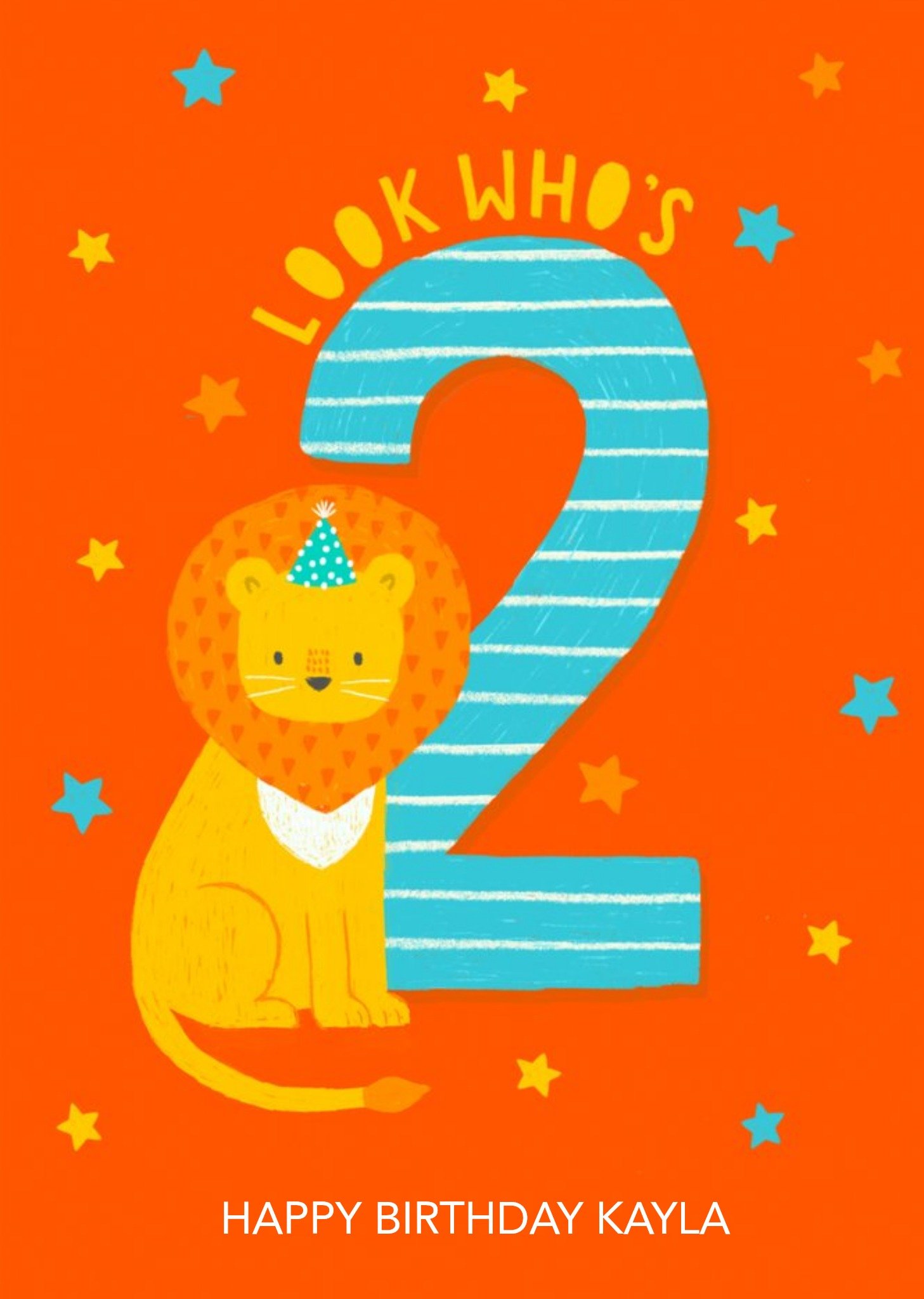 Moonpig Cute Lion Look Who's 2 Birthday Card, Large