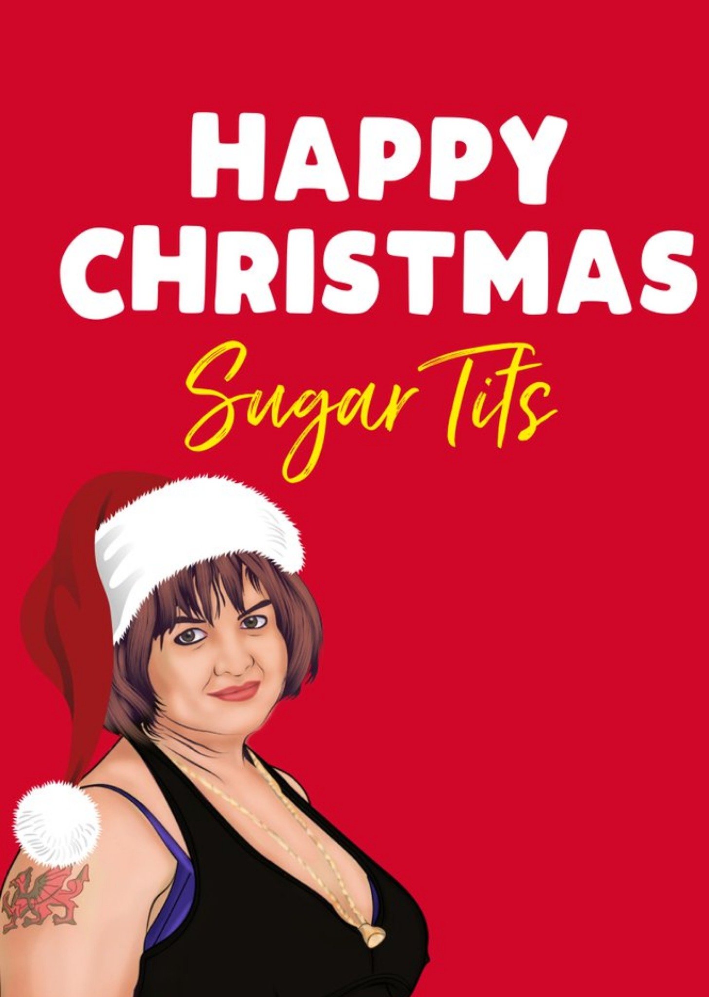 Filthy Sentiments Happy Christmas Sugar Tits Funny Christmas Card, Large