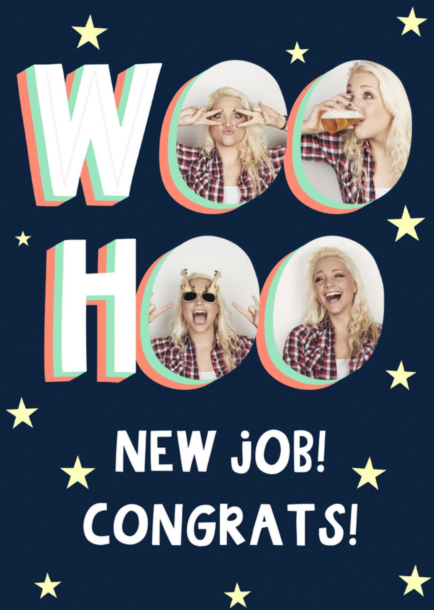 Woo Hoo New Job Photo Upload Congratulations Card