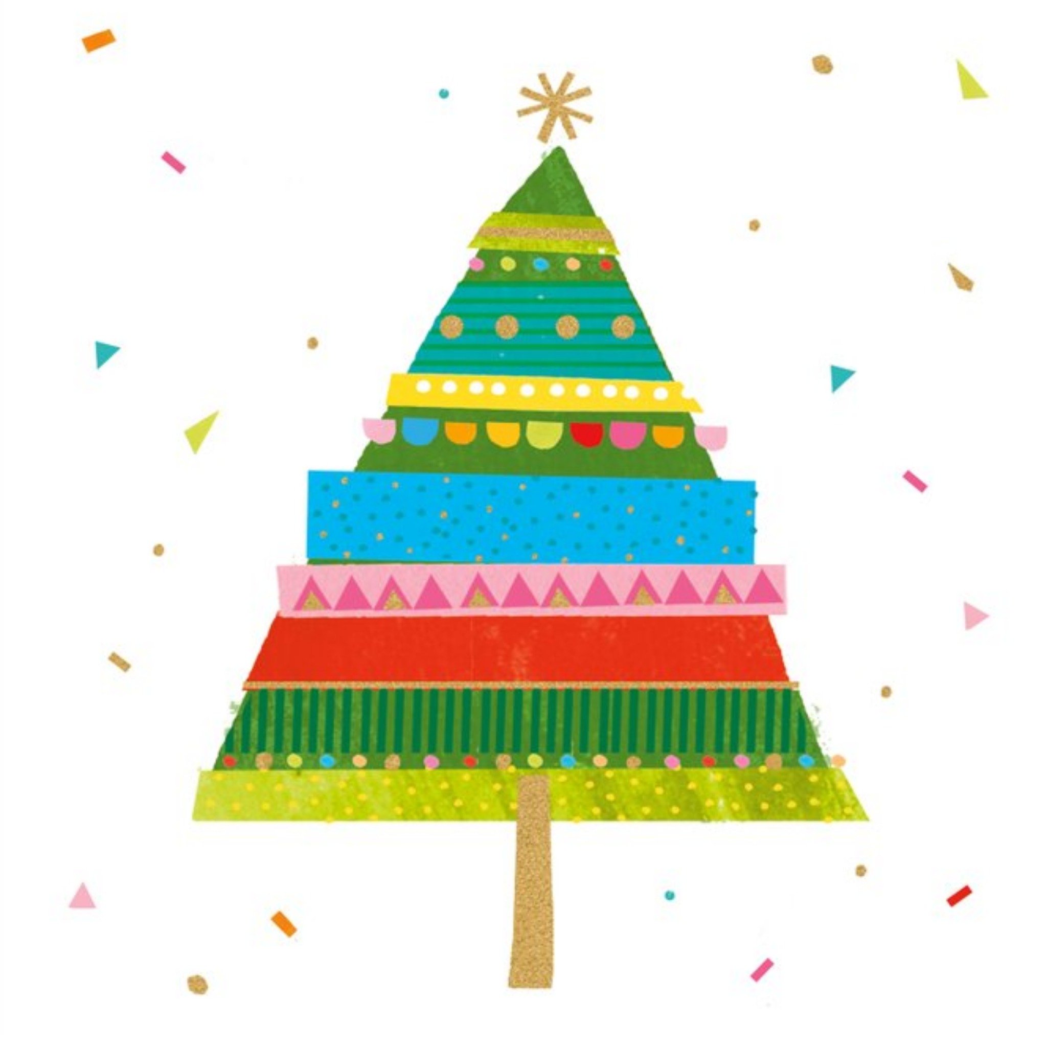 Illustration Of A Colourful Christmas Tree Christmas Card, Square