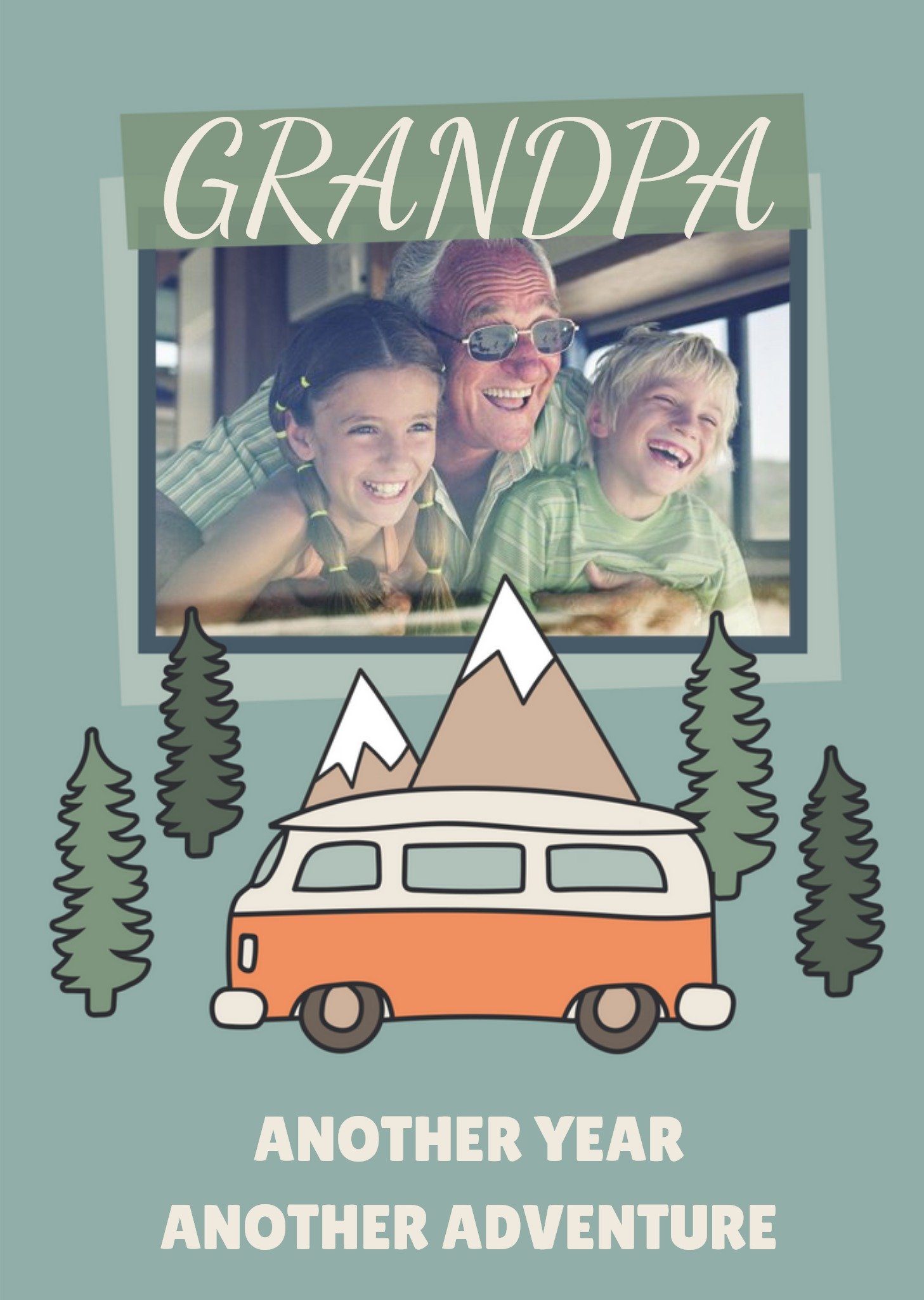 Moonpig Outdoor Adventure Camper Van Photo Upload Birthday Grandpa Card Ecard