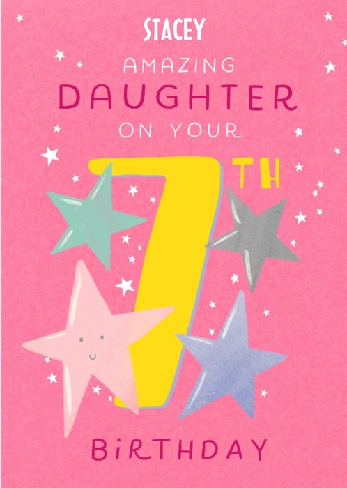 Editable Daughter 7th Birthday Card