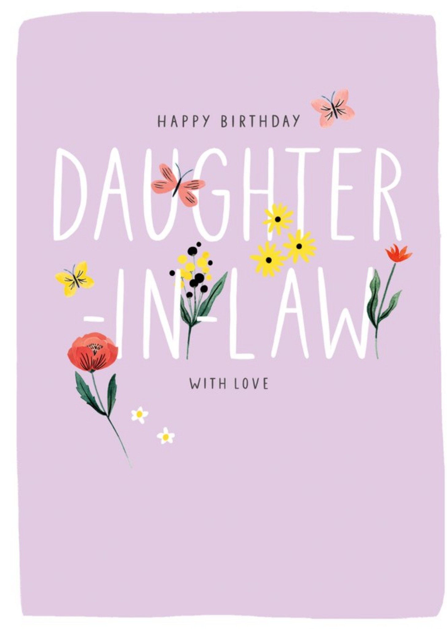 Guk Floral Typographic Daugter-In-Law Birthday Card Ecard