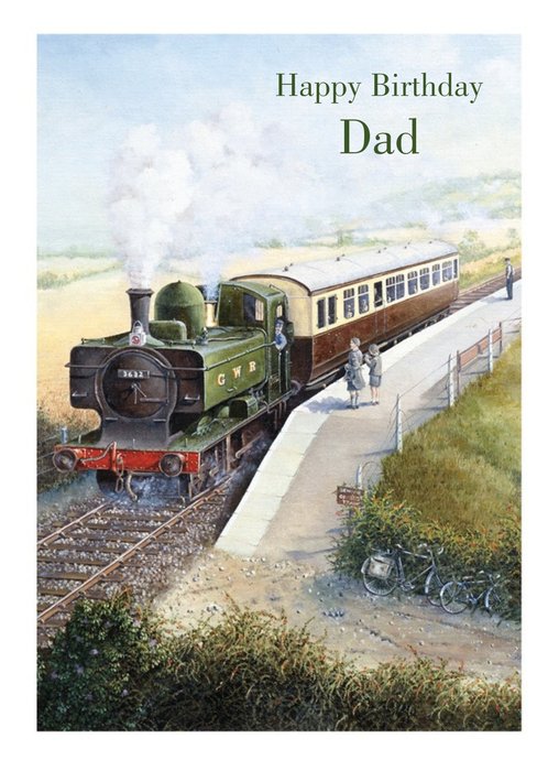 Traditional steam train painting for Dad on his Birthday Card