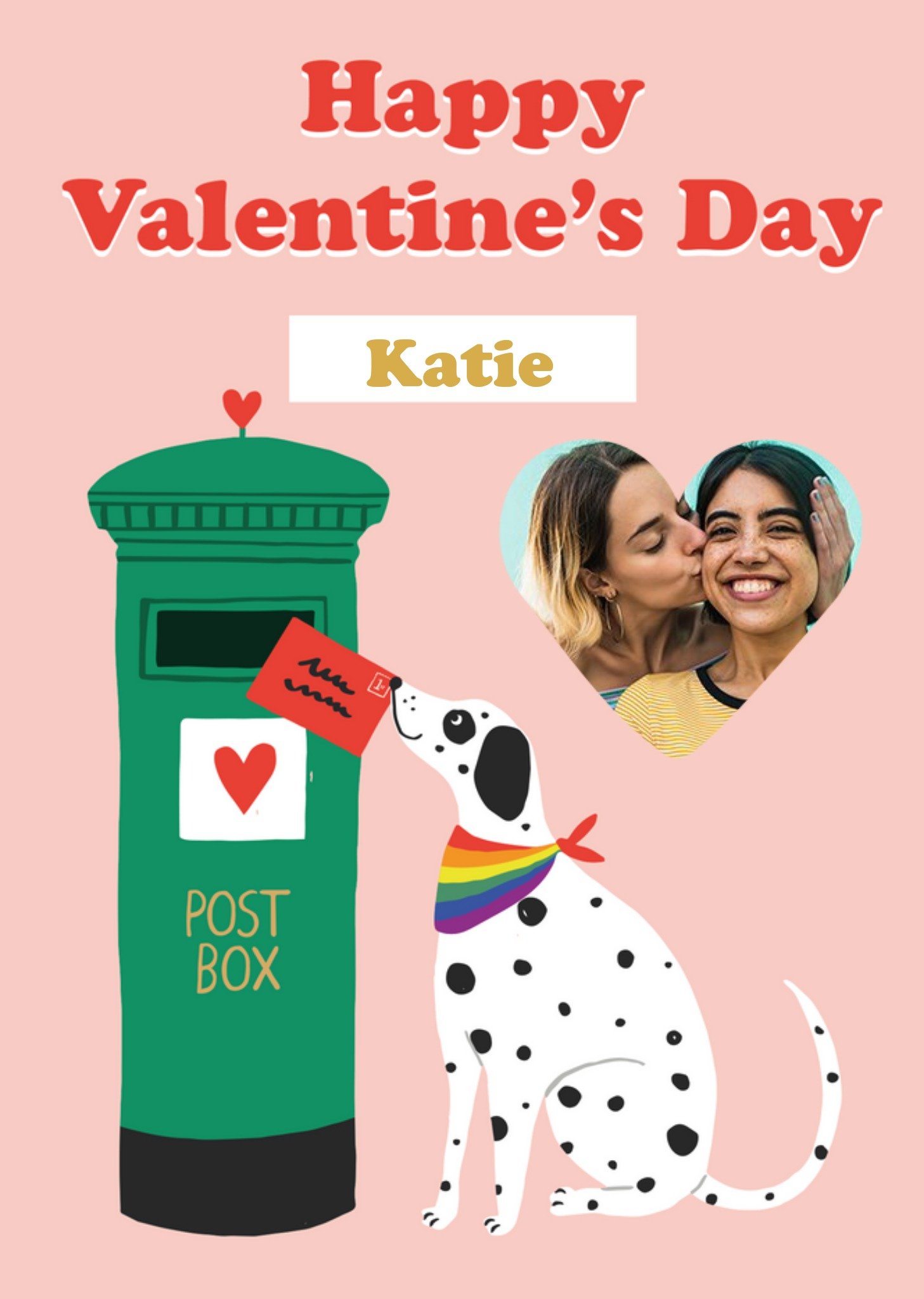 Moonpig Helen Butler Illustration Valentine's Photo Upload LGBTQ+ Cute Irish Card, Large