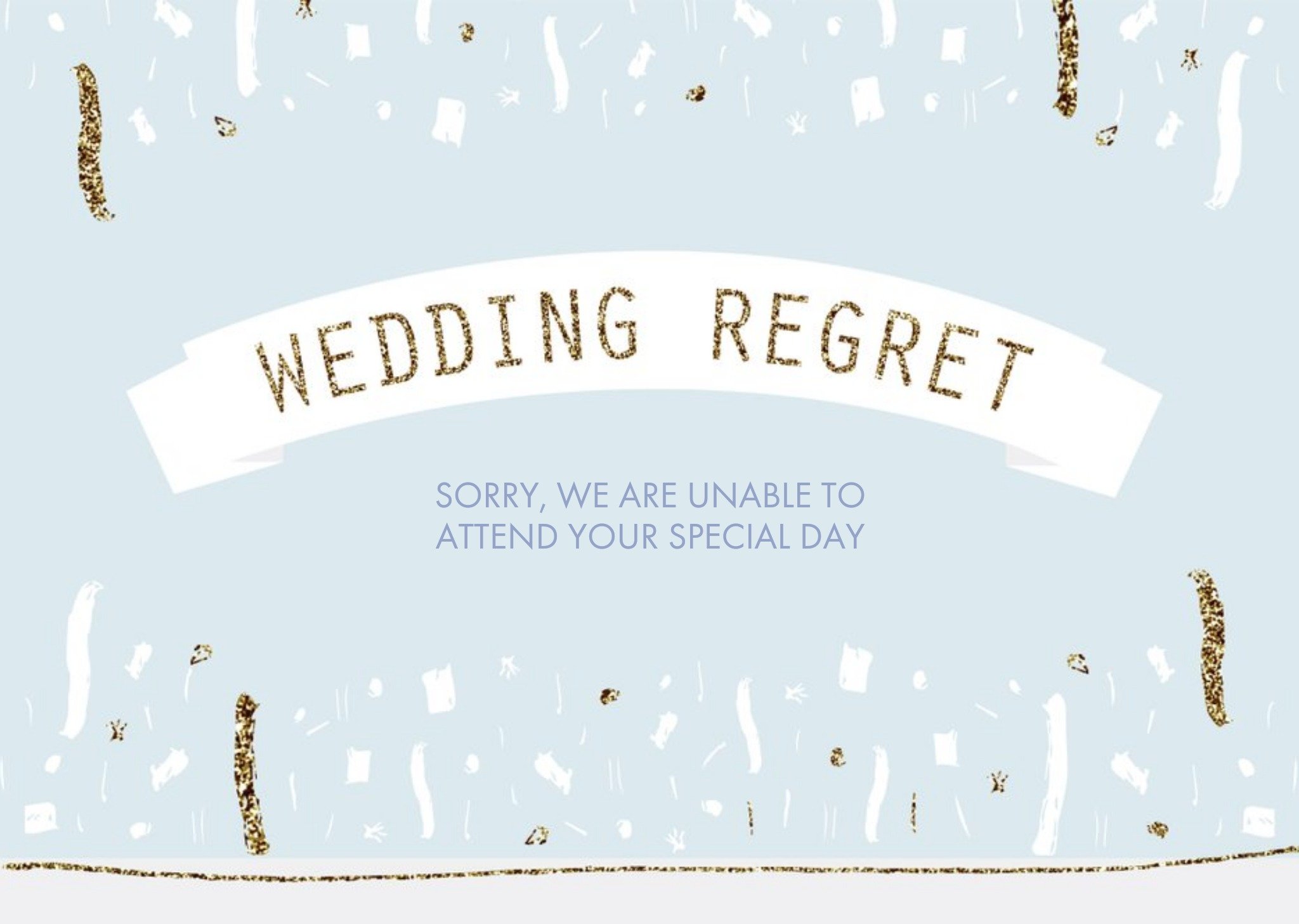 Moonpig Metallic Confetti Wedding Regret Card, Large