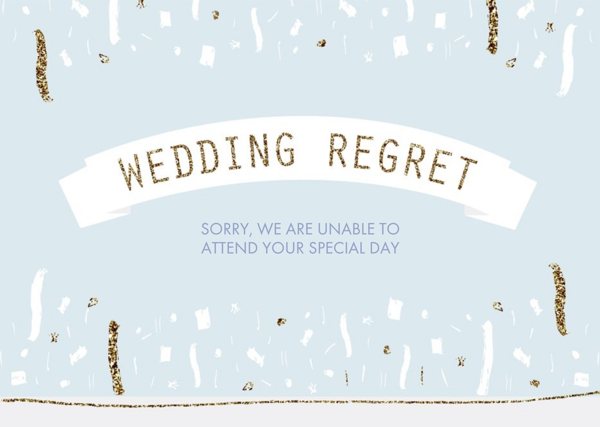 Metallic Confetti Wedding Regret Card Ecard