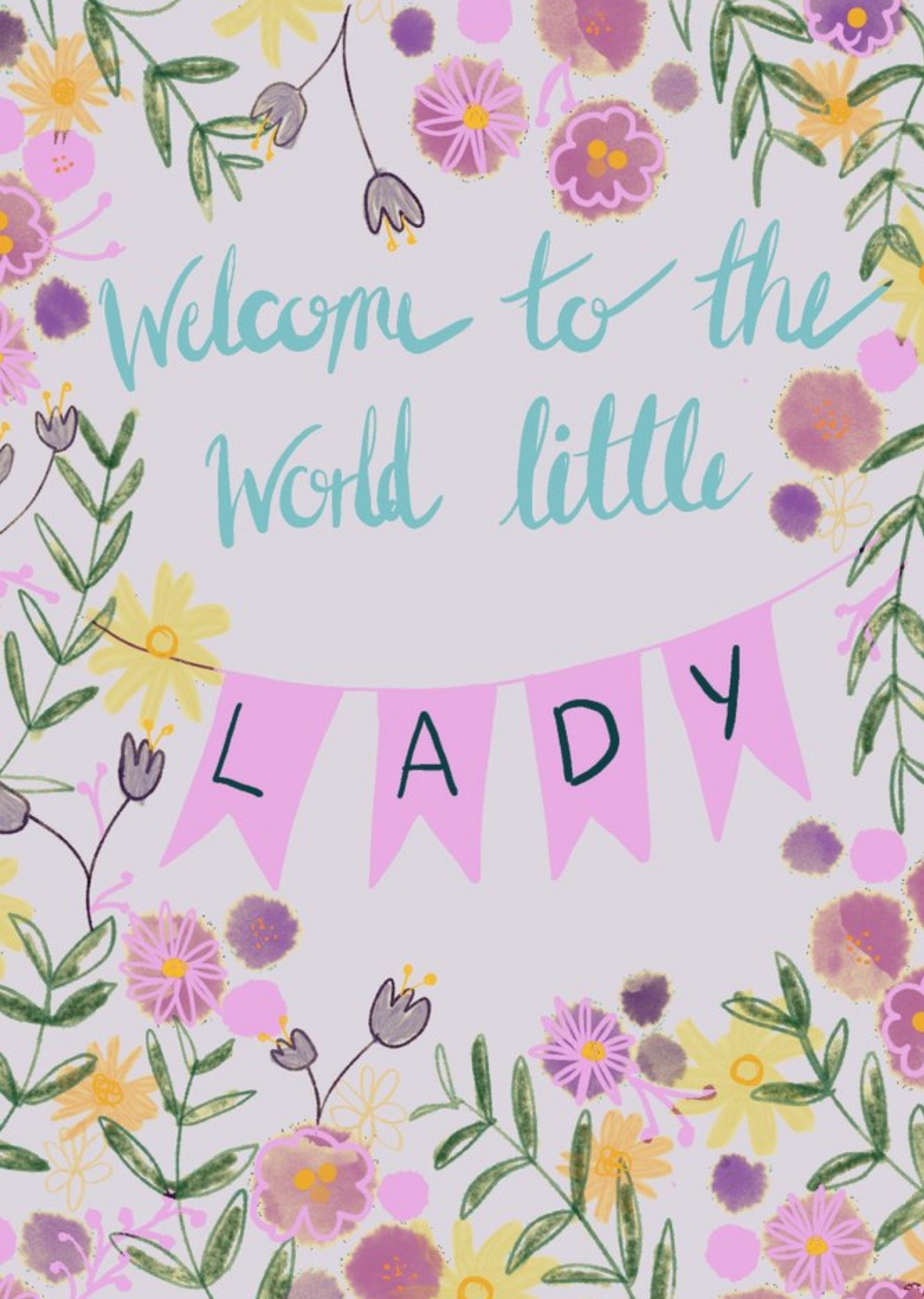 Moonpig Illustrated Welcome To The World Little Lady Card Ecard