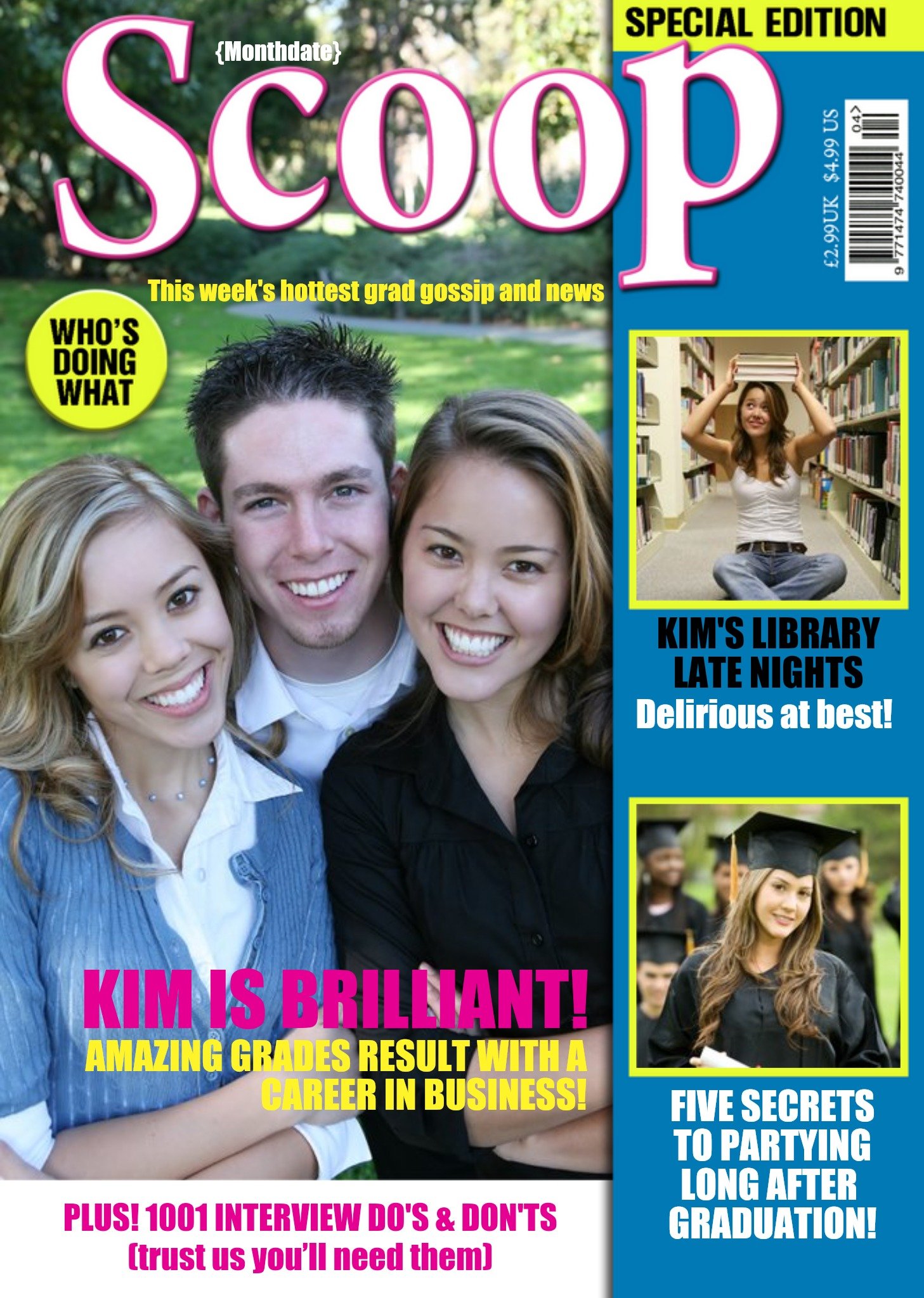 Scoop Spoof Gossip Magazine Personalised Photo Upload Graduation Card Ecard