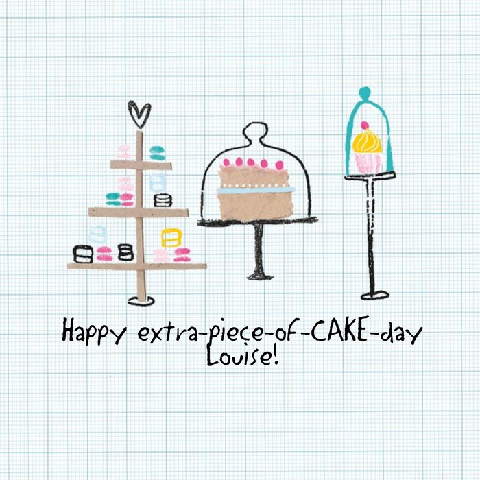 Happy Extra-Piece-Of-Cake-Day Personalised Happy Birthday Card