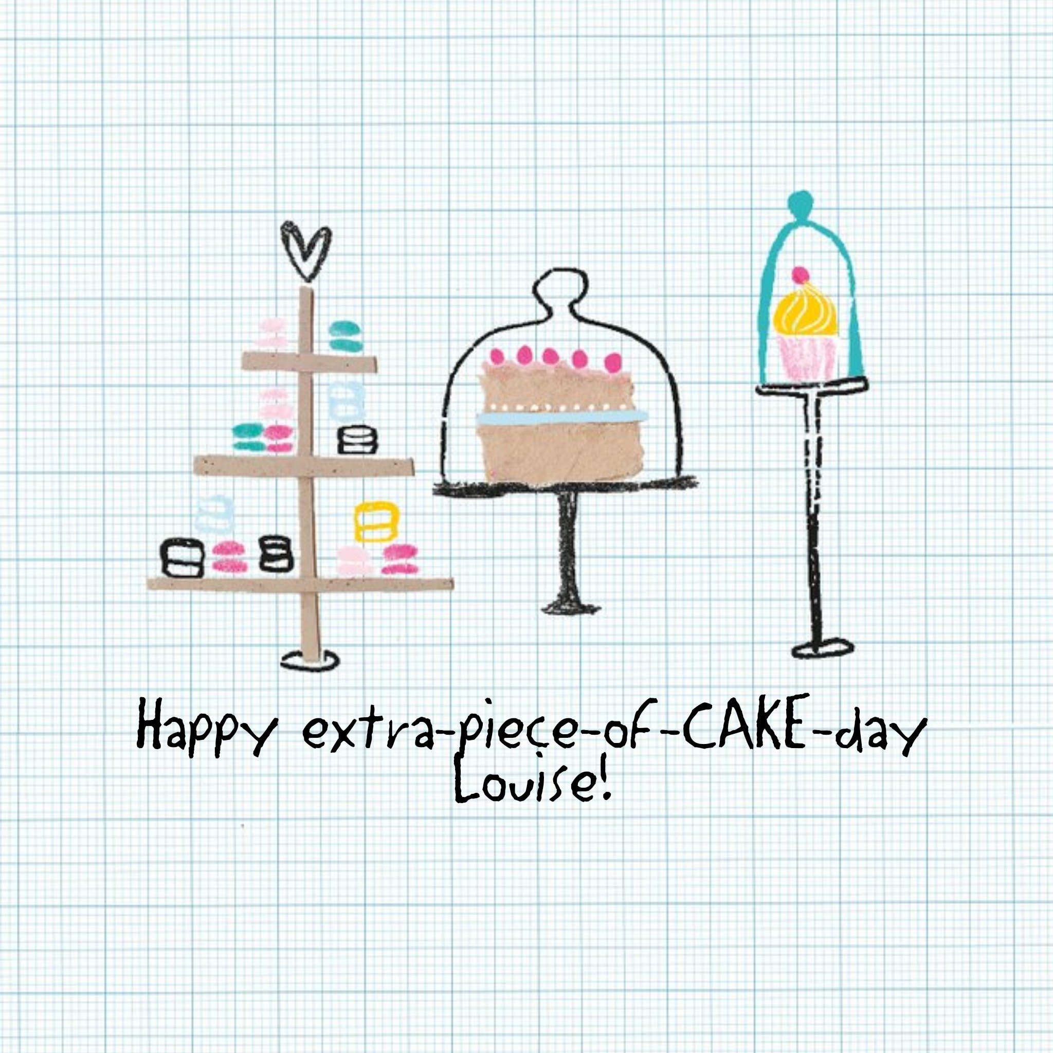Moonpig Happy Extra-Piece-Of-Cake-Day Personalised Happy Birthday Card, Square