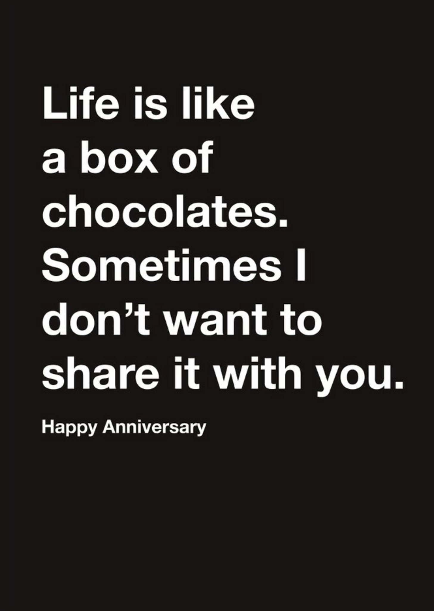 Moonpig Carte Blanche Life Is Like A Box Of Chocolates Humour Happy Anniversary Card, Large