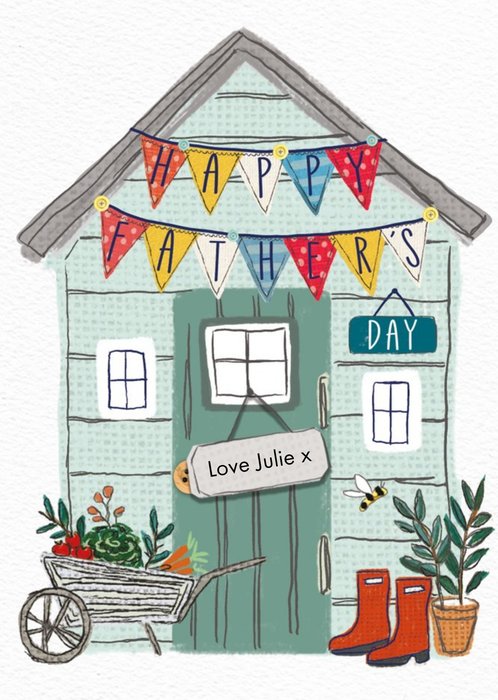 Garden Shed Illustration Text Editable Father's Day Card