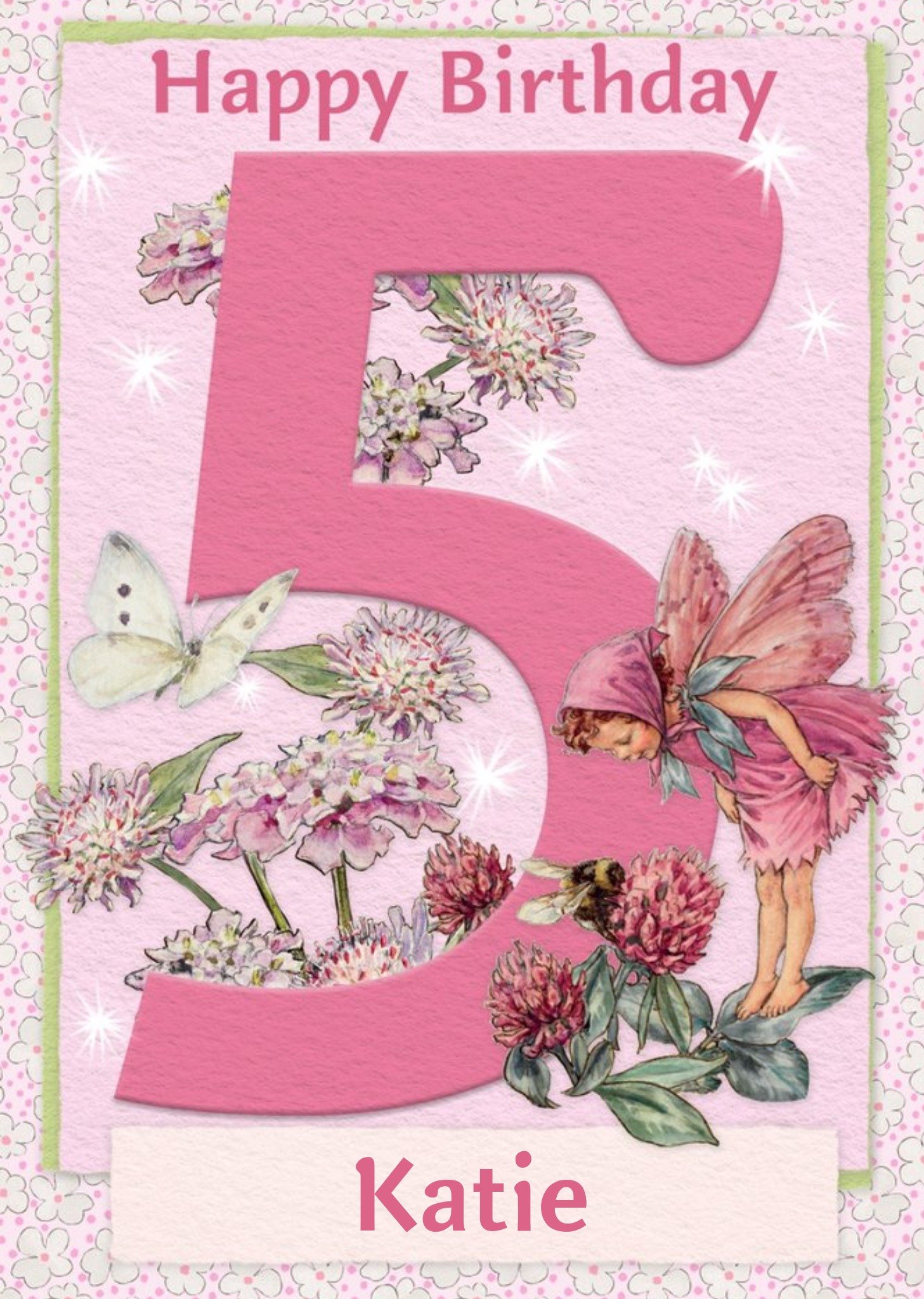 Flower Fairies 5th Birthday Card, Large