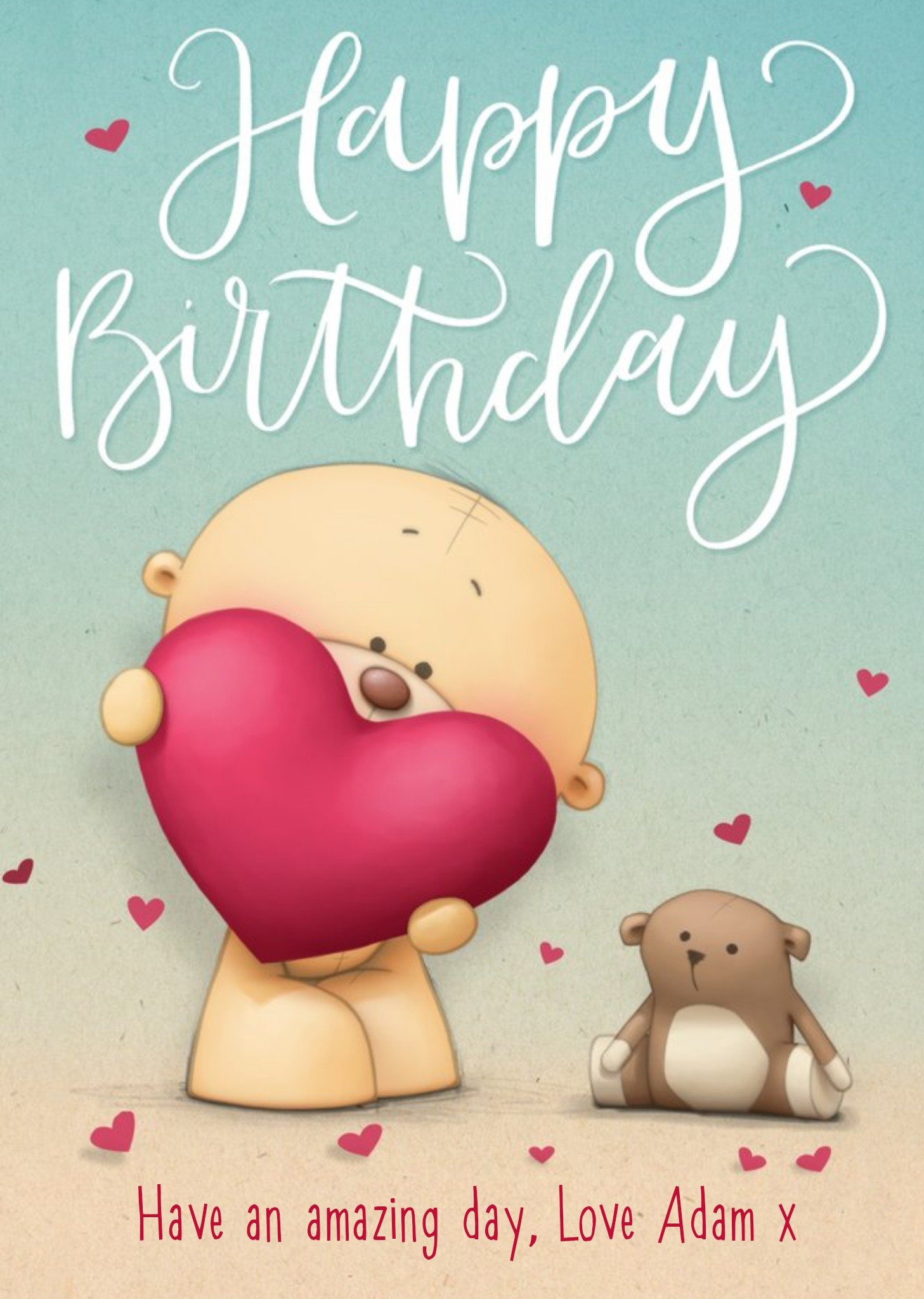 Moonpig Teddy Bear Happy Birthday Personalised Card, Large