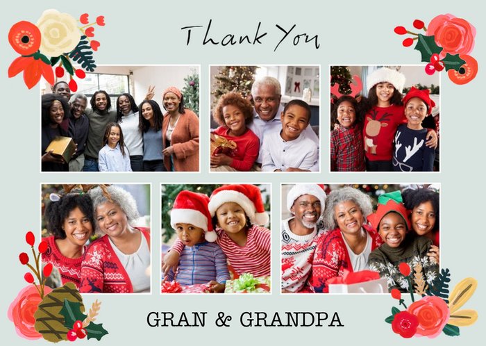 Le Jardin De Fleur Gran and Grandpa Photo Upload Christmas thank you Card
