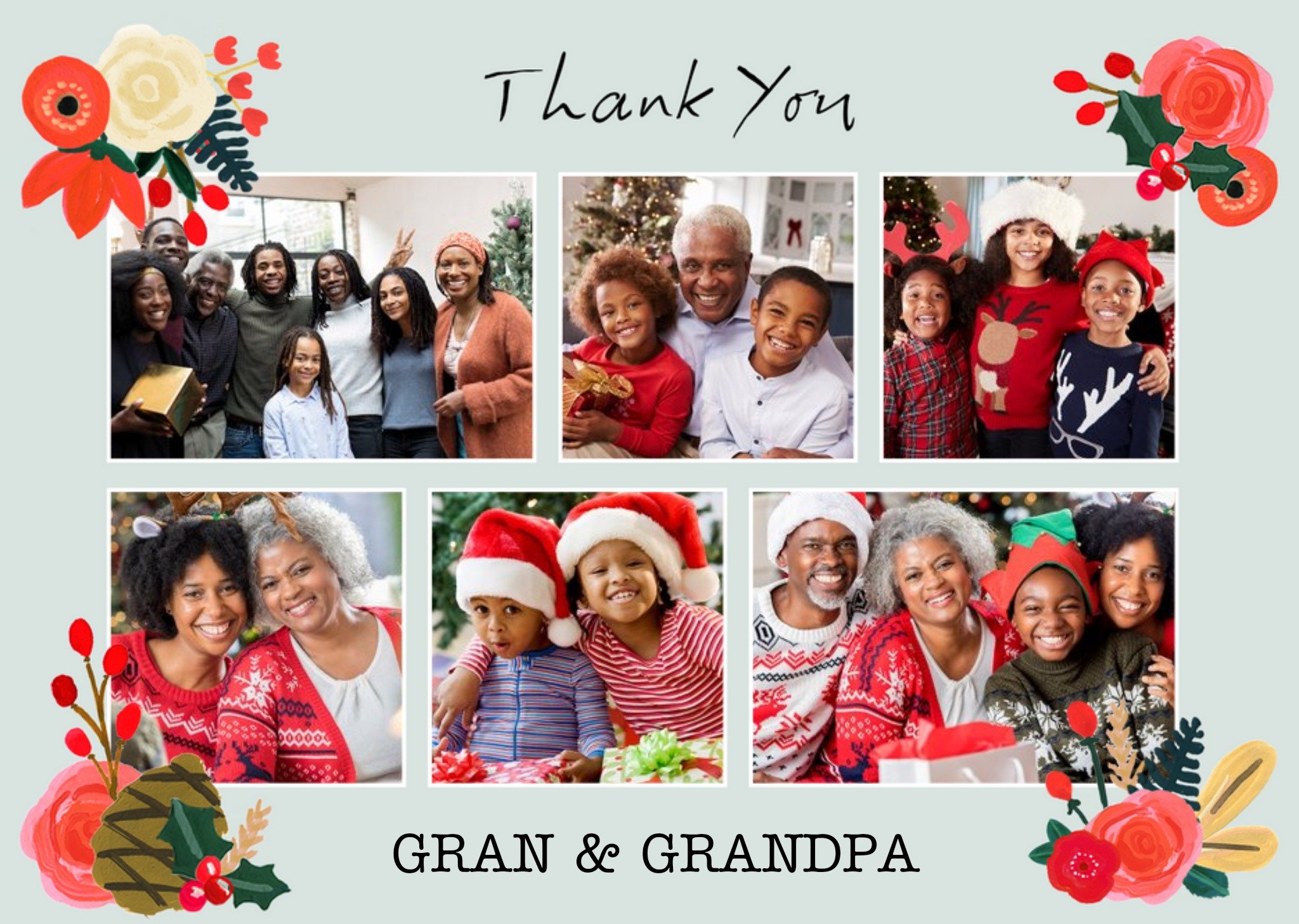 Moonpig Le Jardin De Fleur Gran And Grandpa Photo Upload Christmas Thank You Card, Large