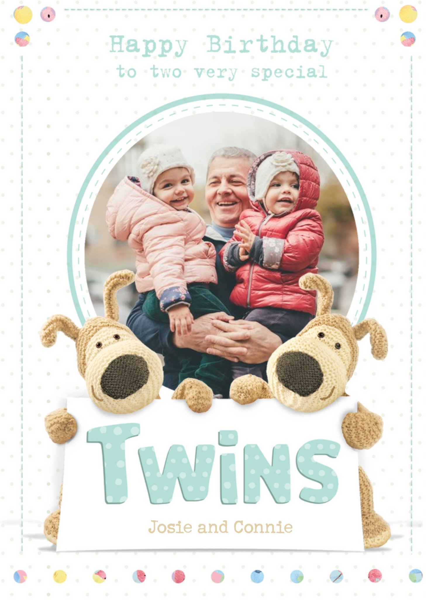 Boofle Birthday Card - Photo Upload - Twins, Large