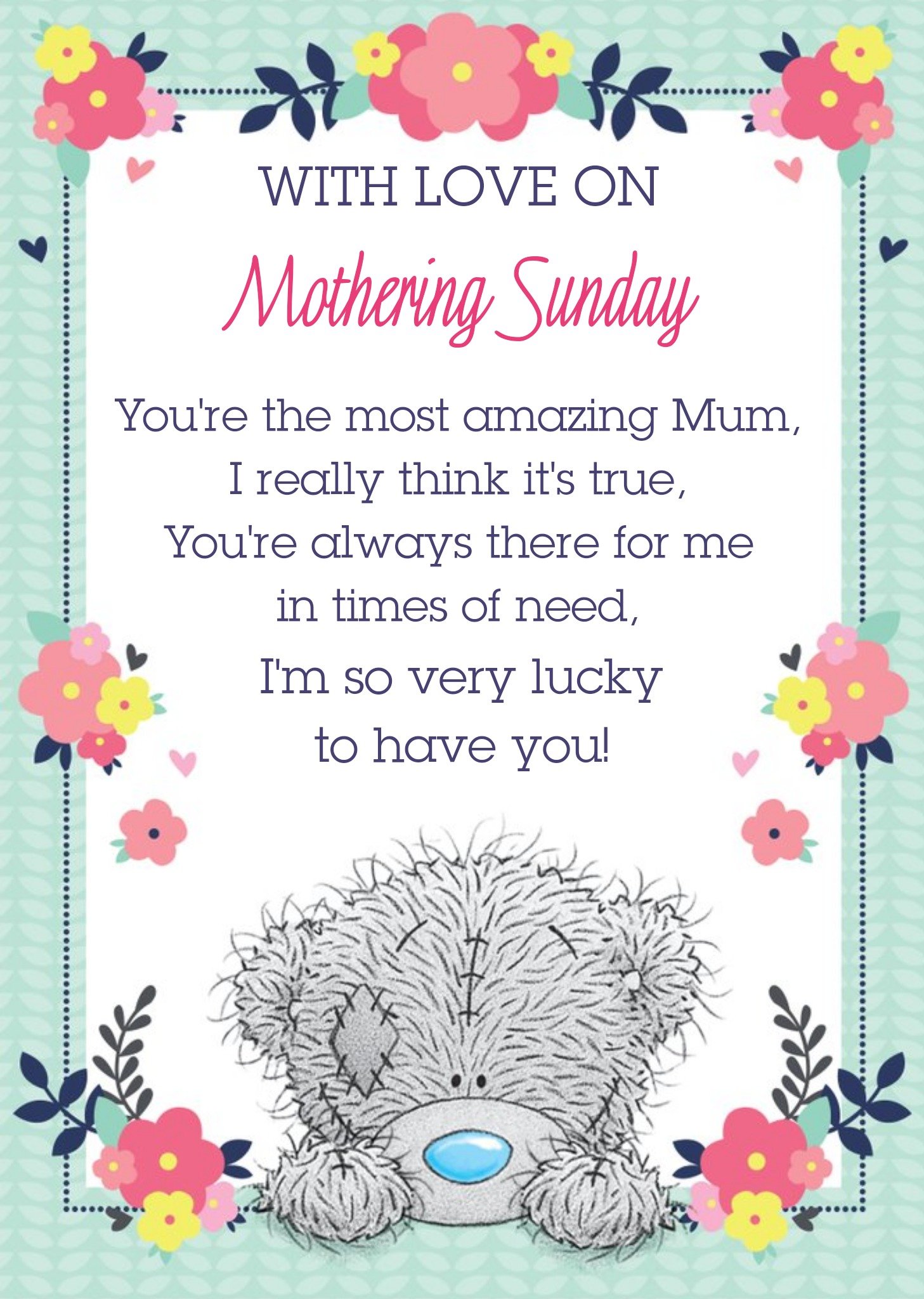 Me To You Mother's Day Card - Tatty Teddy Verse Card