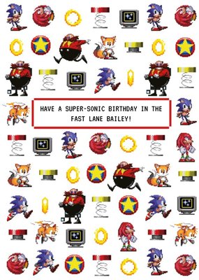 Sega Sonic Pixel Art Supersonic Birthday Card