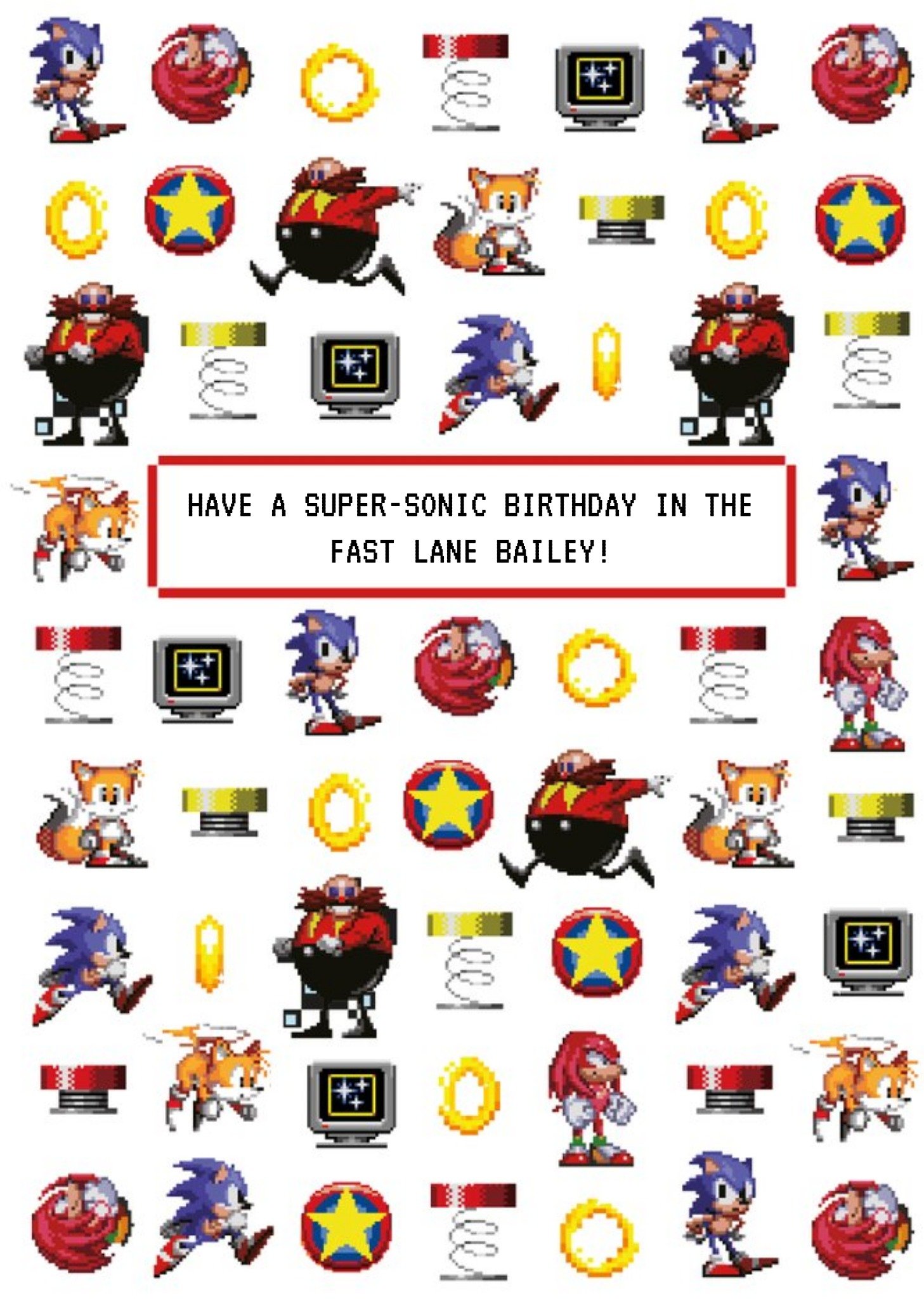 Sega Sonic Pixel Art Supersonic Birthday Card Ecard