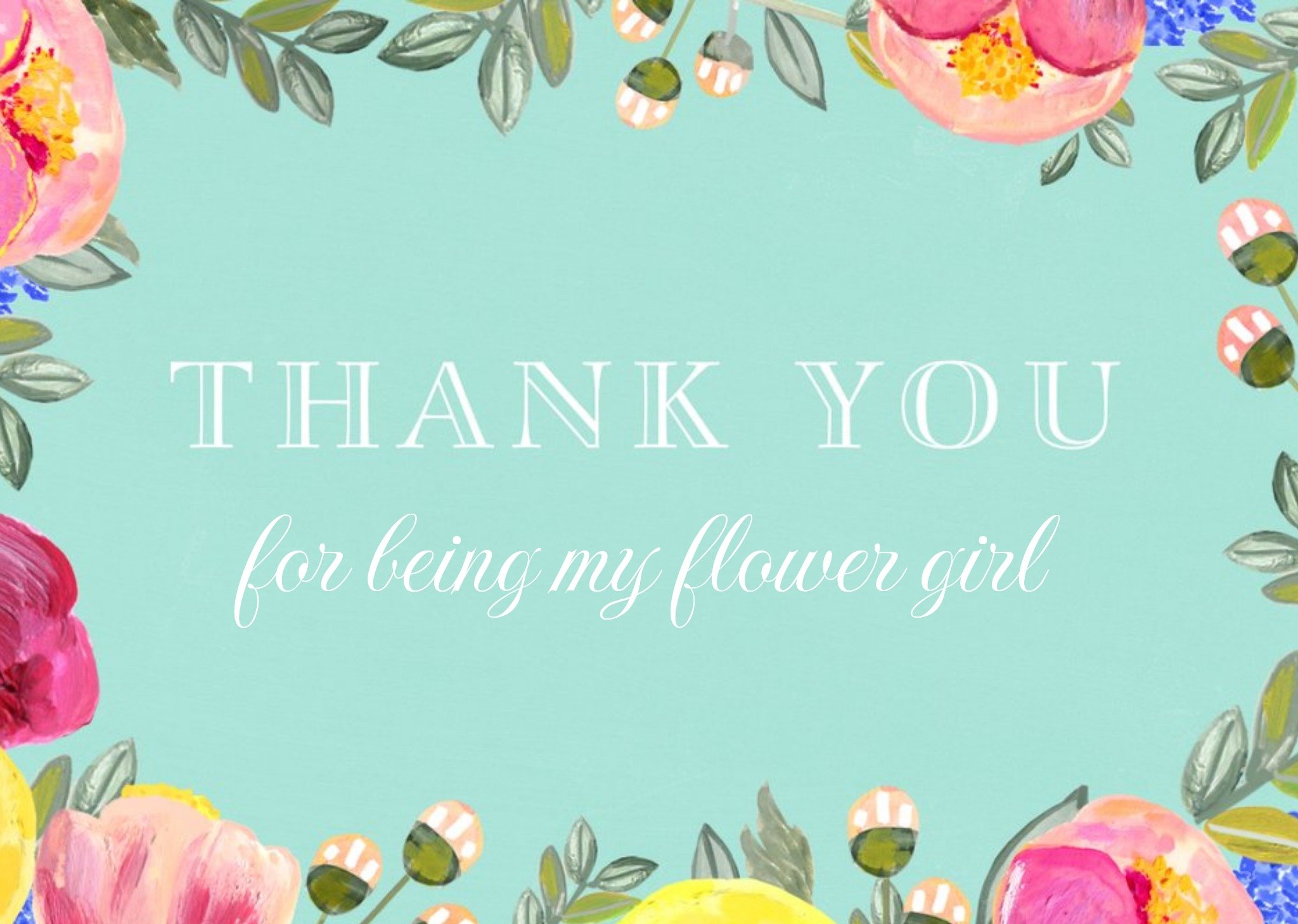 Botanic Border Personalised Thank You For Being My Flower Girl Card Ecard