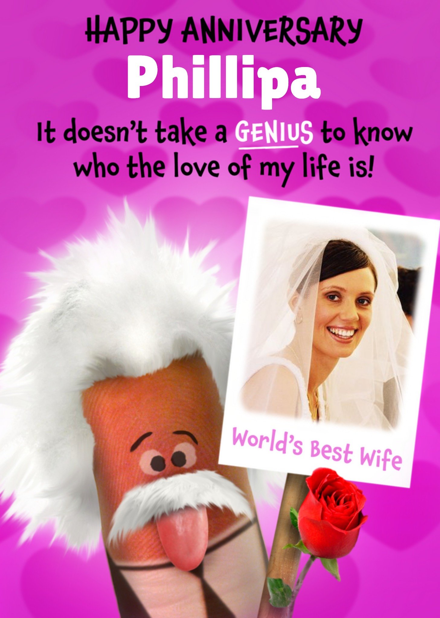 Moonpig It Doesn't Take A Genius Personalised Photo Upload Anniversary Card For Wife, Large
