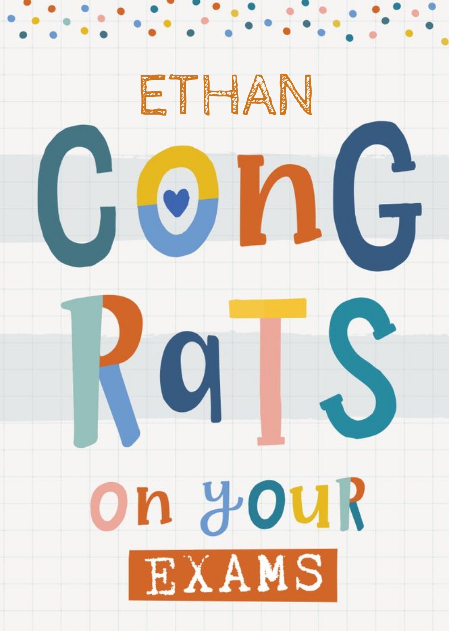 Other Natalie Alex Designs School Exam Trendy Bright Personalised Congratulations Card Ecard