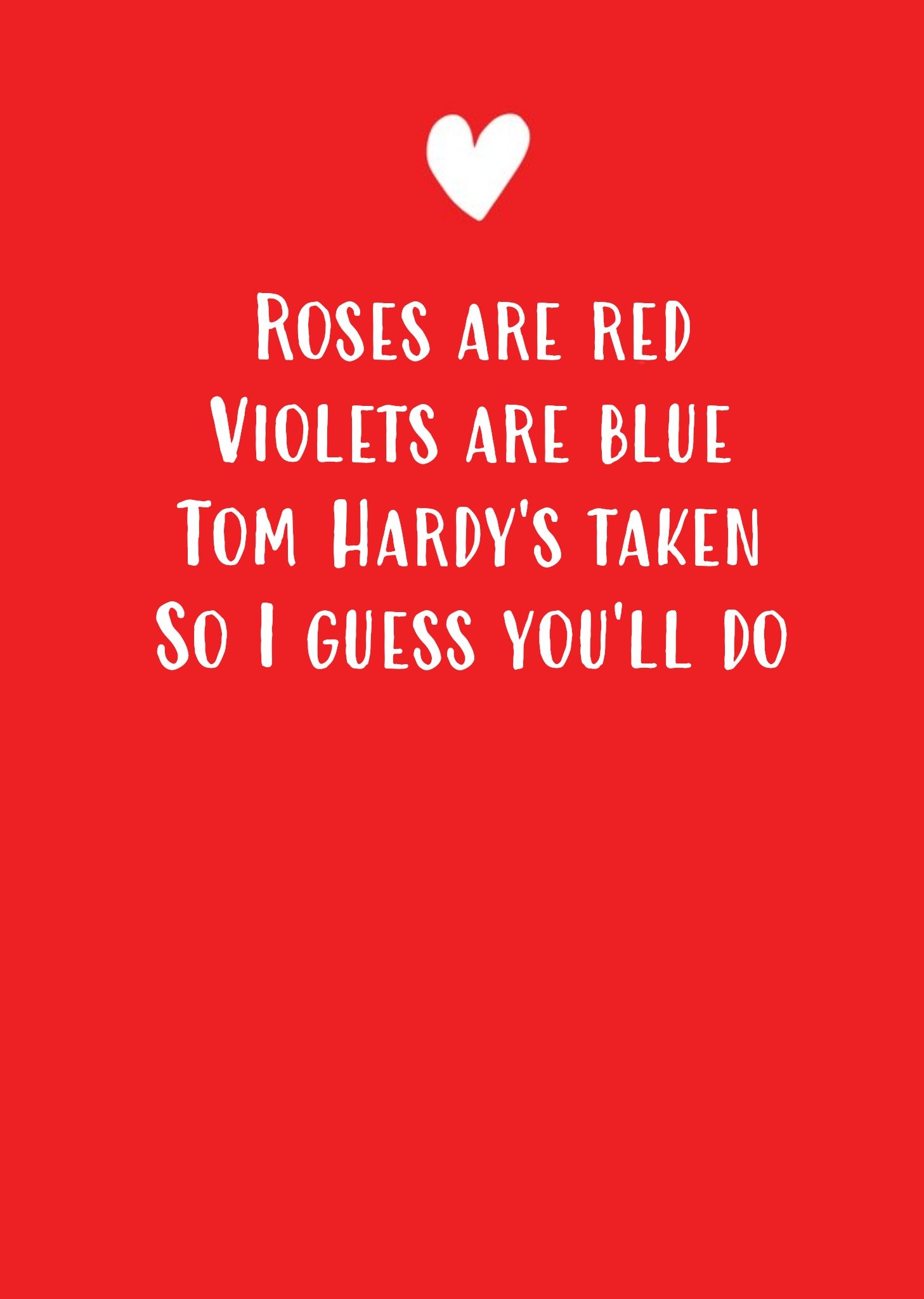 Moonpig Funny Celebrity Tom Hardy Valentine Personalised Card, Large