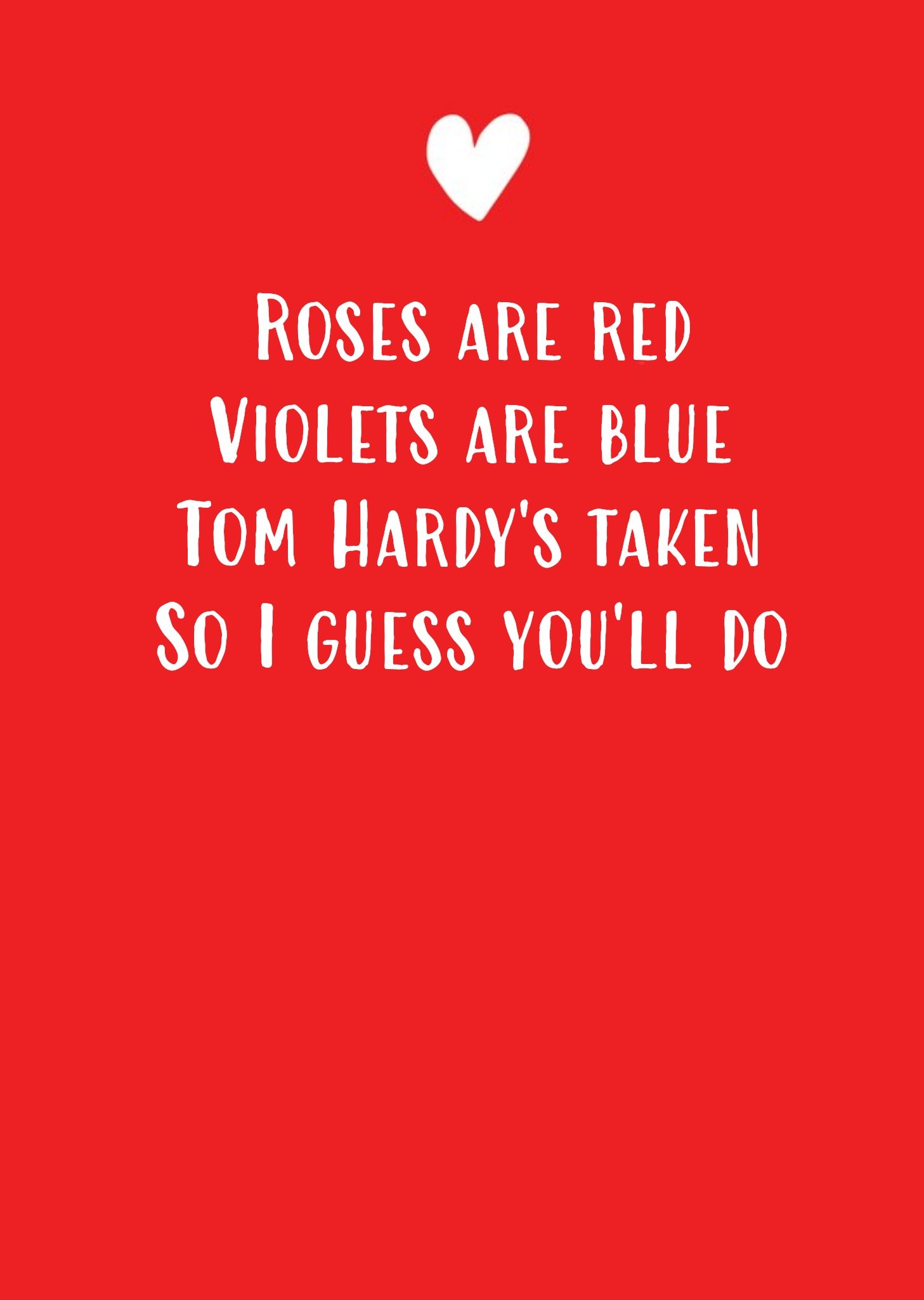 Funny Celebrity Tom Hardy Valentine Personalised Card Ecard