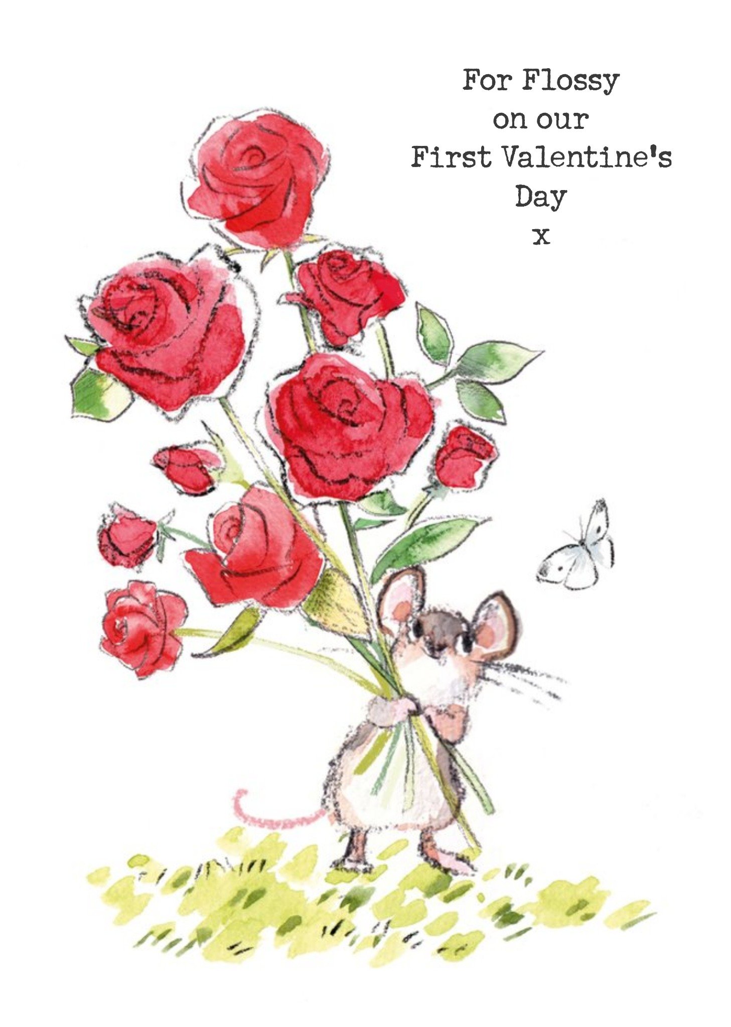 Cute Illustrated Mouse Our First Valentine's Day Card Ecard