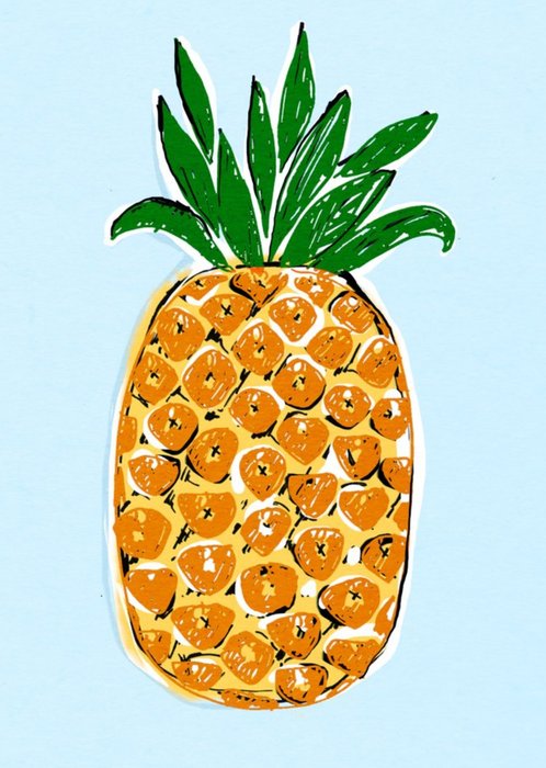 Pale Blue And Golden Pineapple Postcard