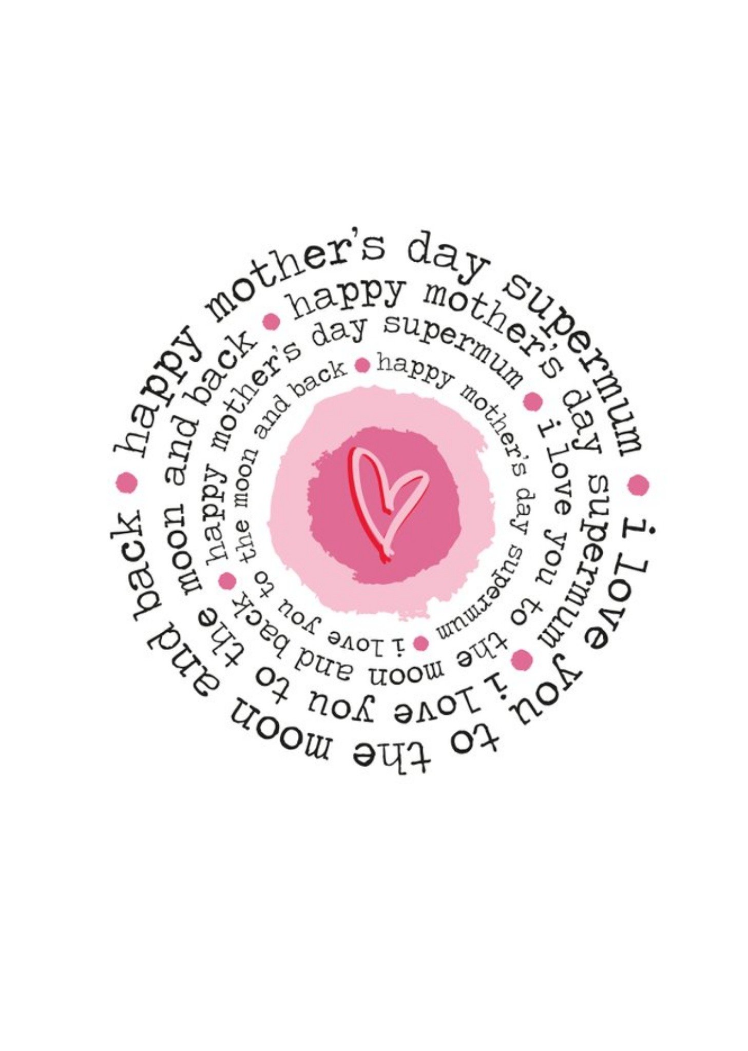 Moonpig I Love You To The Moon And Back Typographic Mother's Day Card, Large