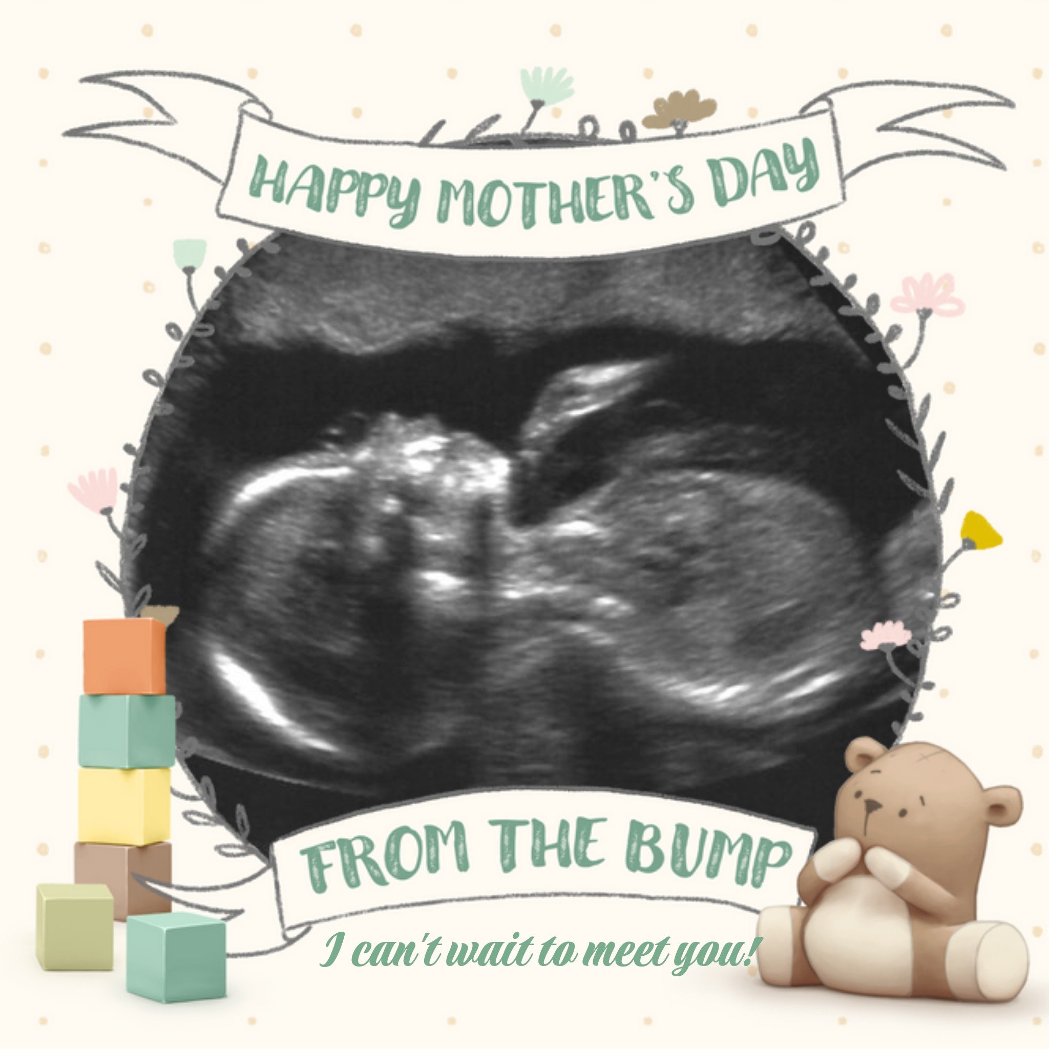 Ultrasound Scan Photo Happy Mother's Day From The Bump Card, Square