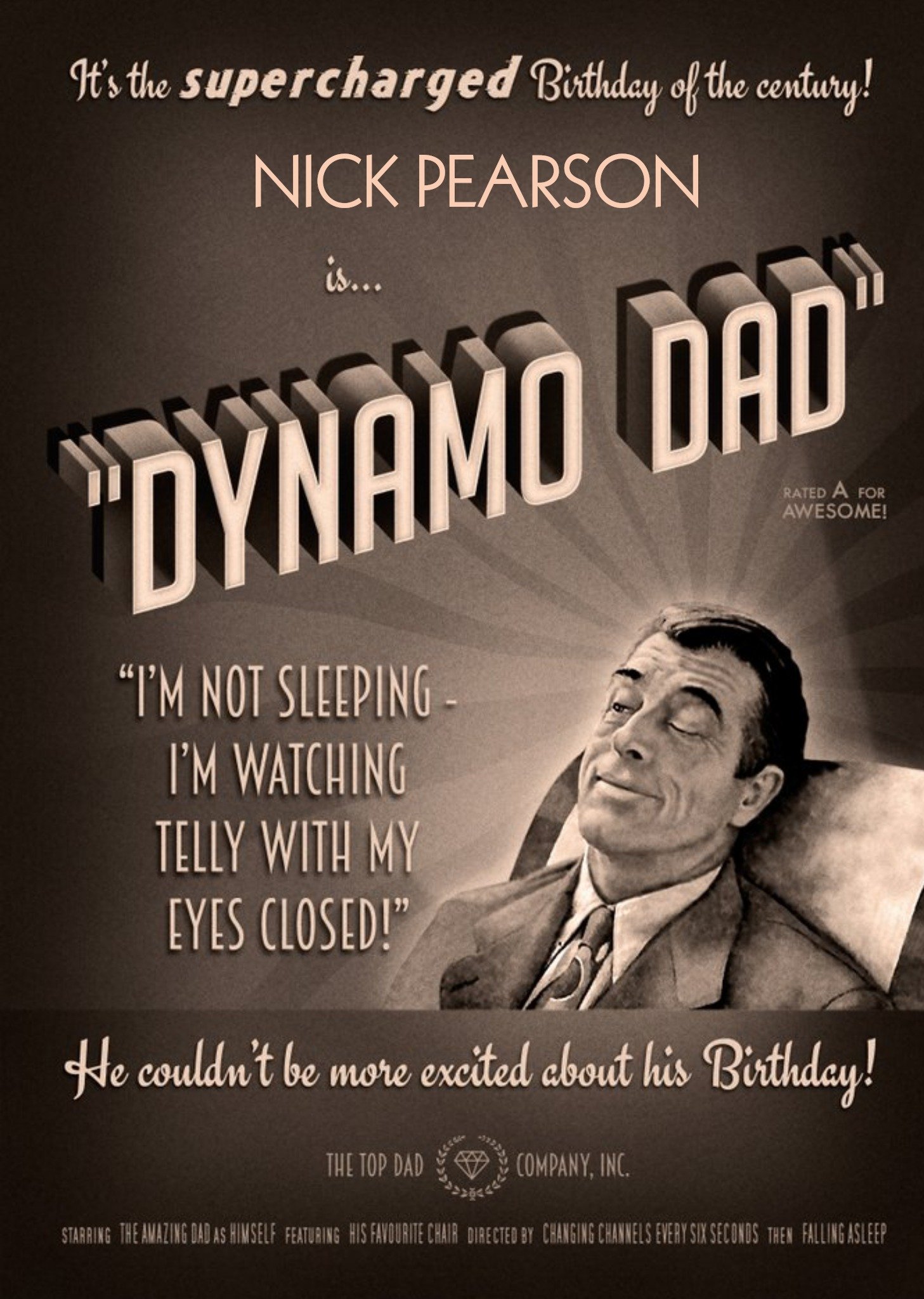 Moonpig Film Noir Dynamo Dad Card, Large