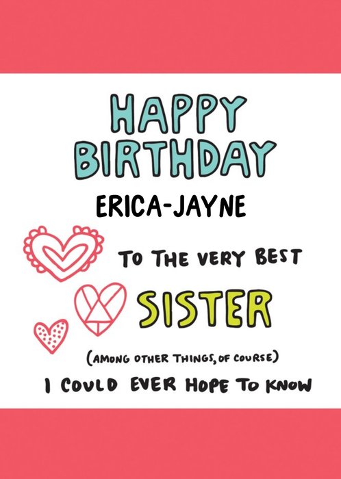 Very Best Sister Birthday Card