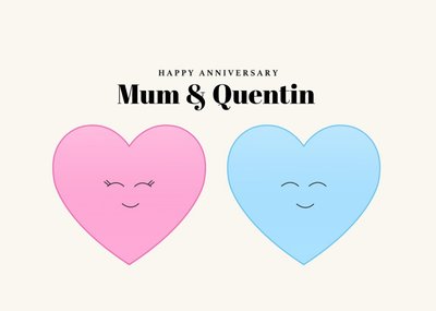 Two Smiling Heart Emojis Illustration Personalised Anniversary Card