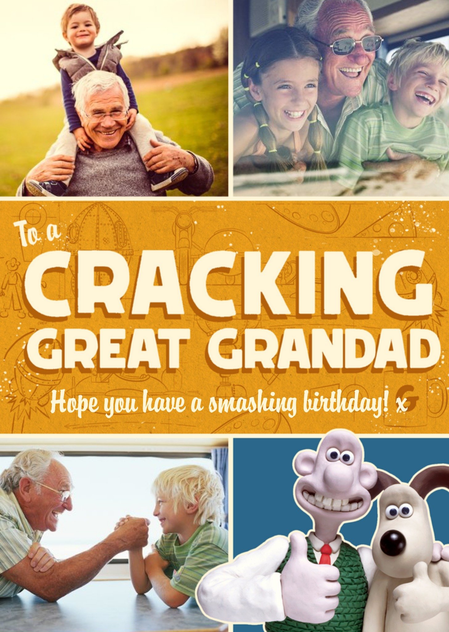 Wallace And Gromit To A Cracking Great Grandad Birthday Photo Card, Large