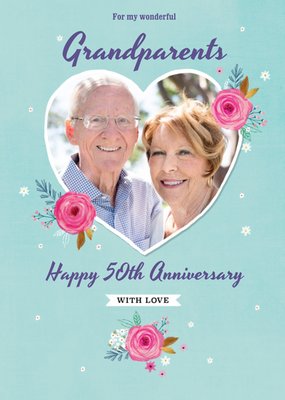 Colette Barker Wonderful Grandparents Photo Upload Anniversary Card