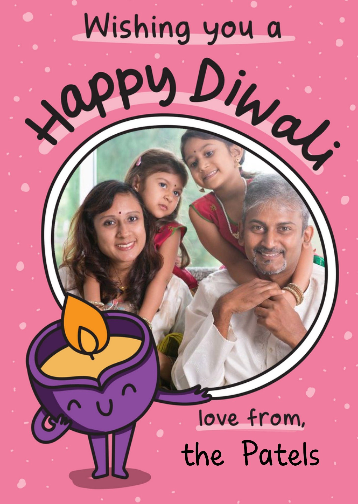 Illustration Of A Diya Character With A Circular Photo Frame Happy Diwali Photo Upload Card Ecard