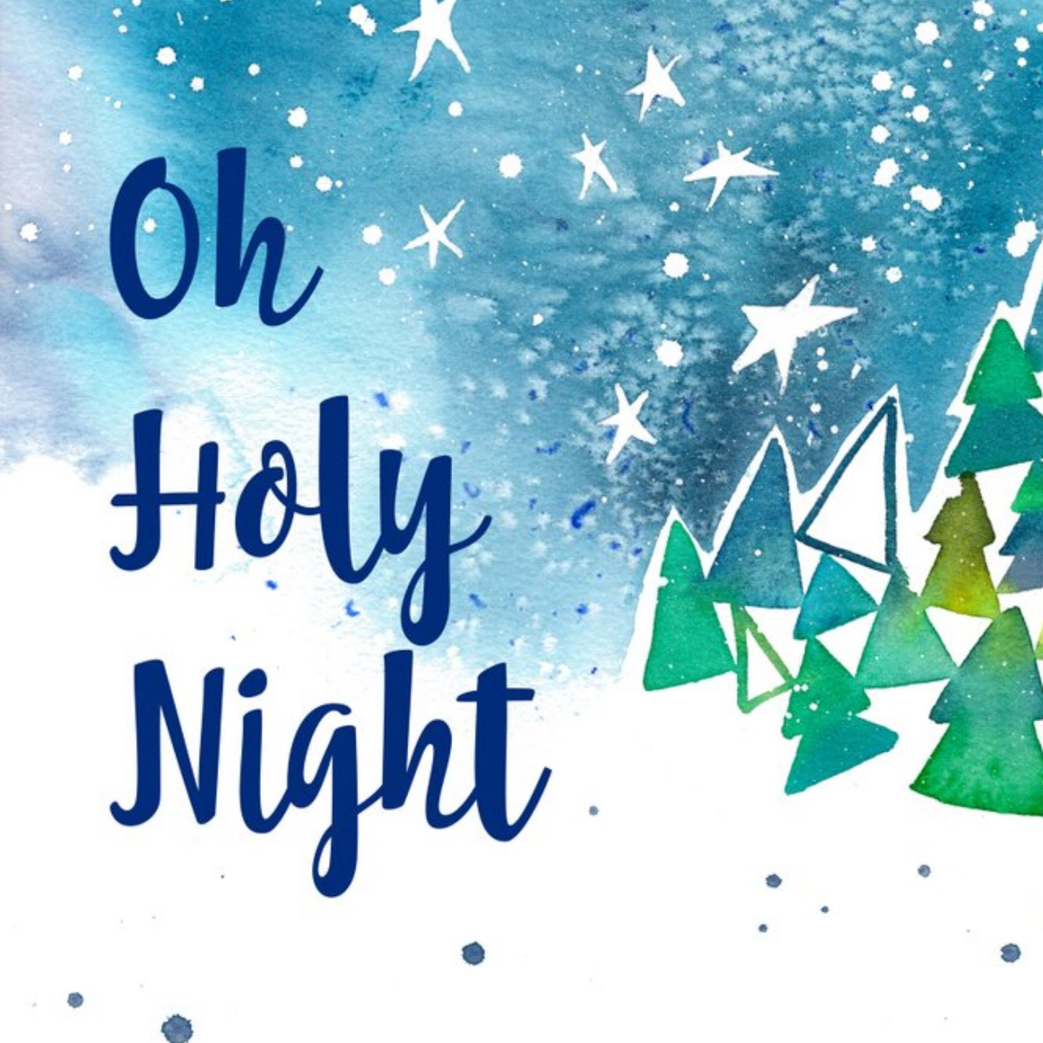 Snow Oh Holy Night Christmas Card, Square