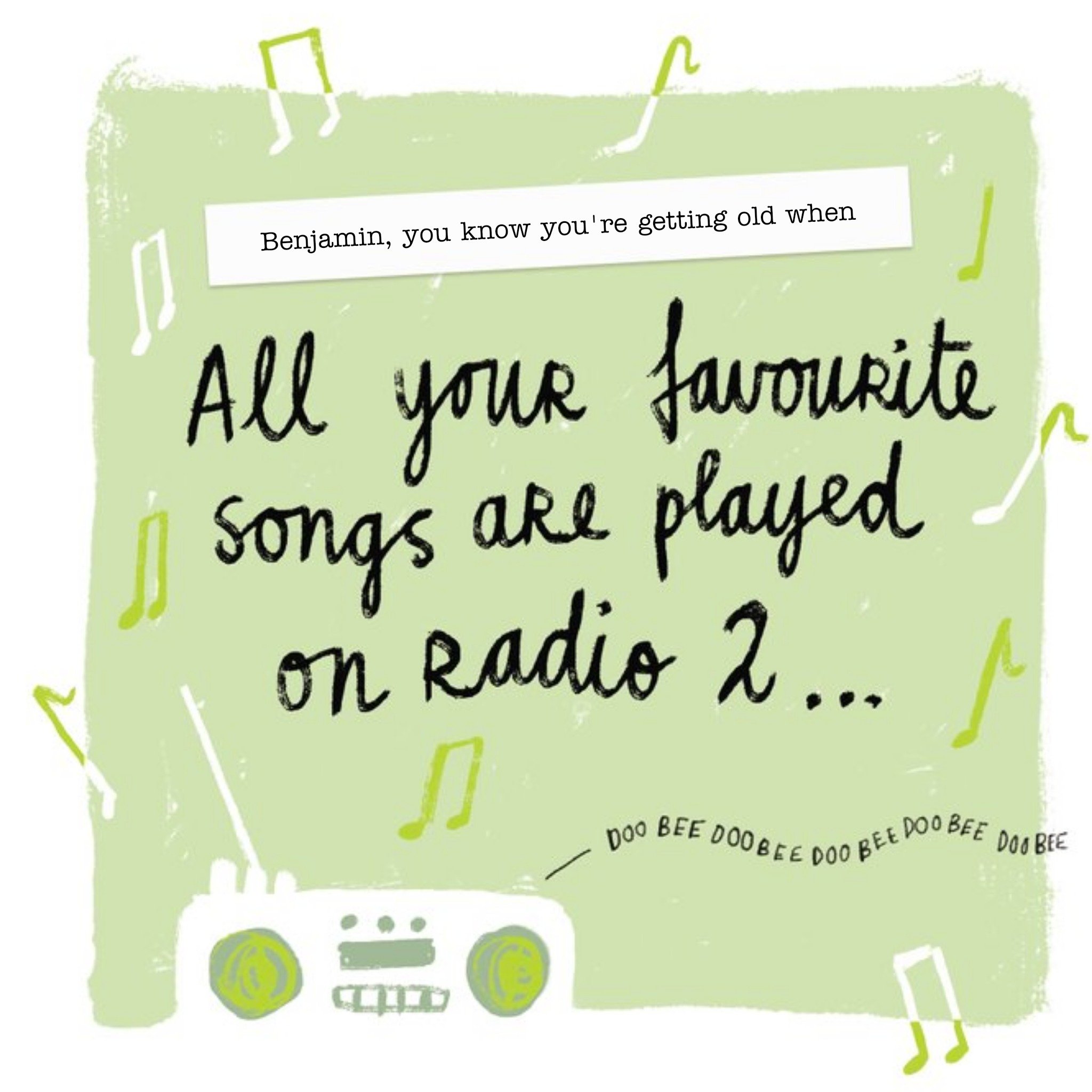 Moonpig All Your Favourite Songs Are Played On Radio 2 Old Birthday Card, Large