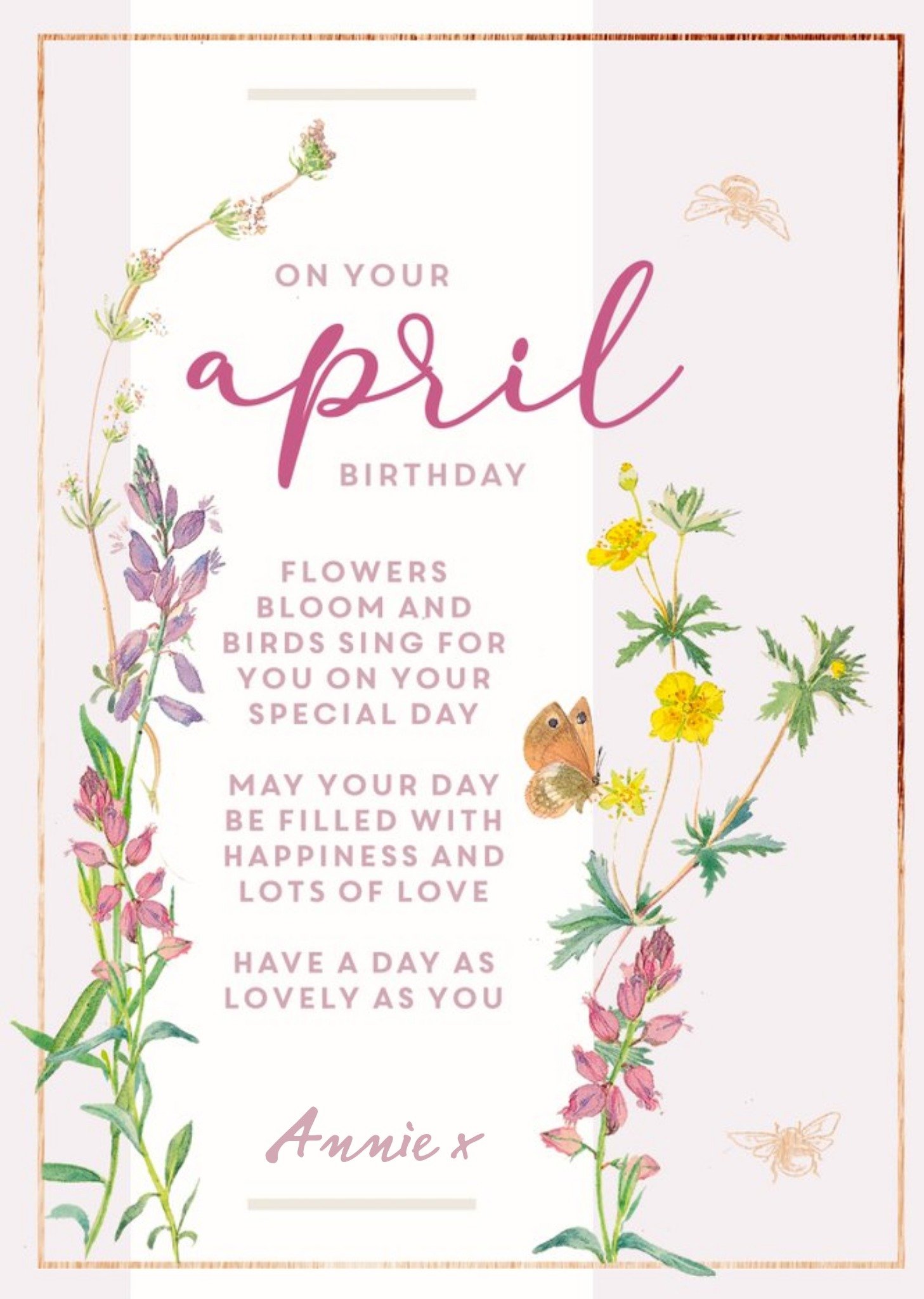 Edwardian Lady On Your April Birthday Card Ecard