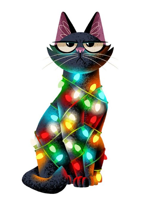 Folio Christmas lights cat Card