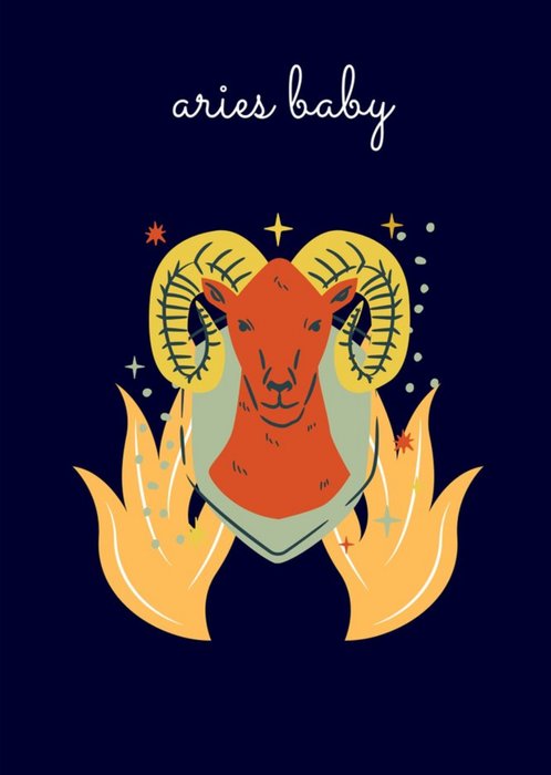 Modern Star Sign Zodiac Aries Baby Birthday Card