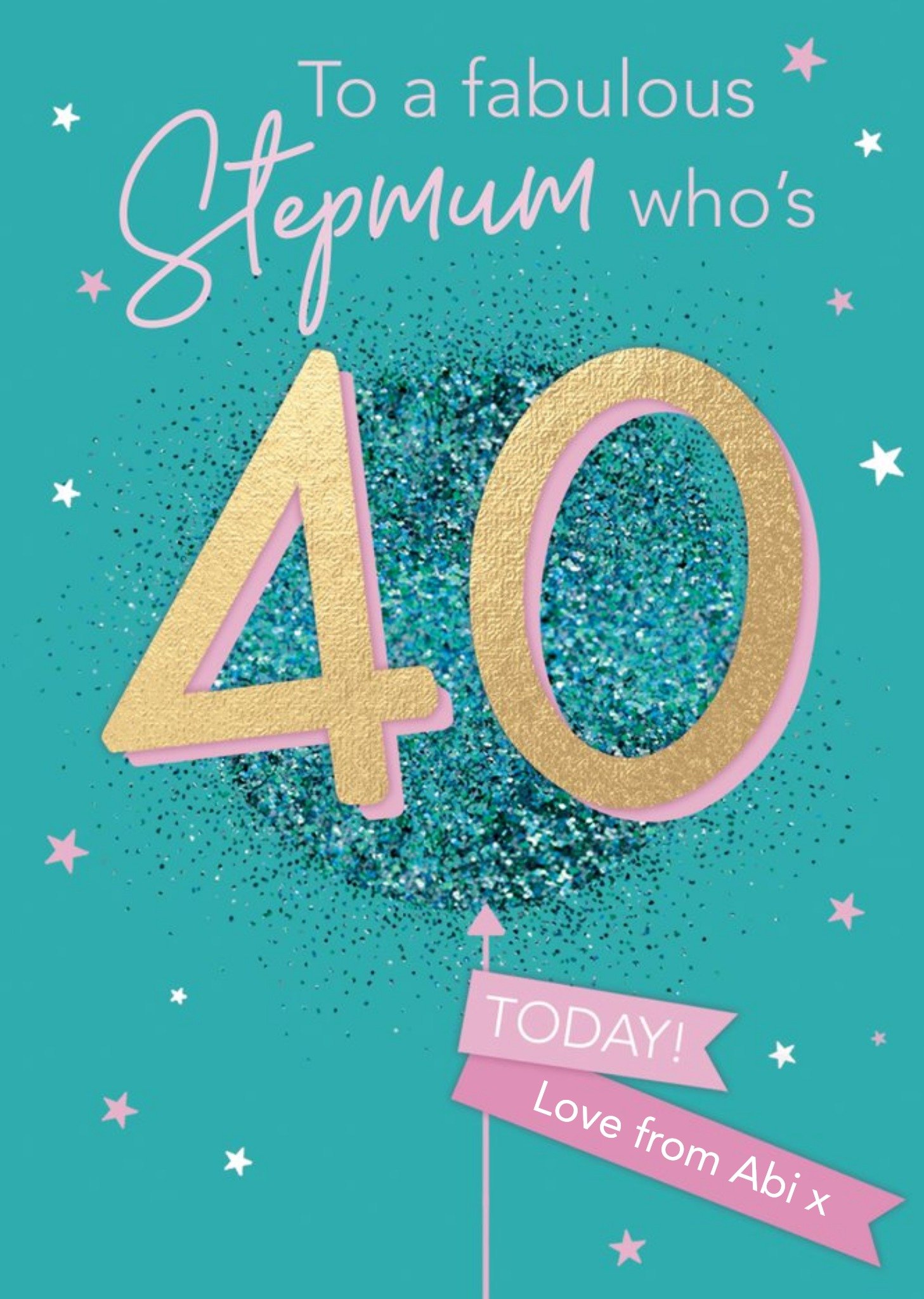 Moonpig Clintons Step Mum Gold Glitter 40th Birthday Card, Large