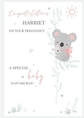 Illustration Of A Koala With A Joey Perched In A Tree On Your Pregnancy Congratulations Card